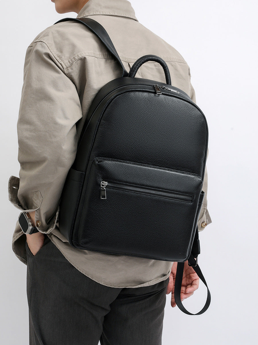 Women's & Men's First Layer Leather Genuine Trip Commuter Business Backpack