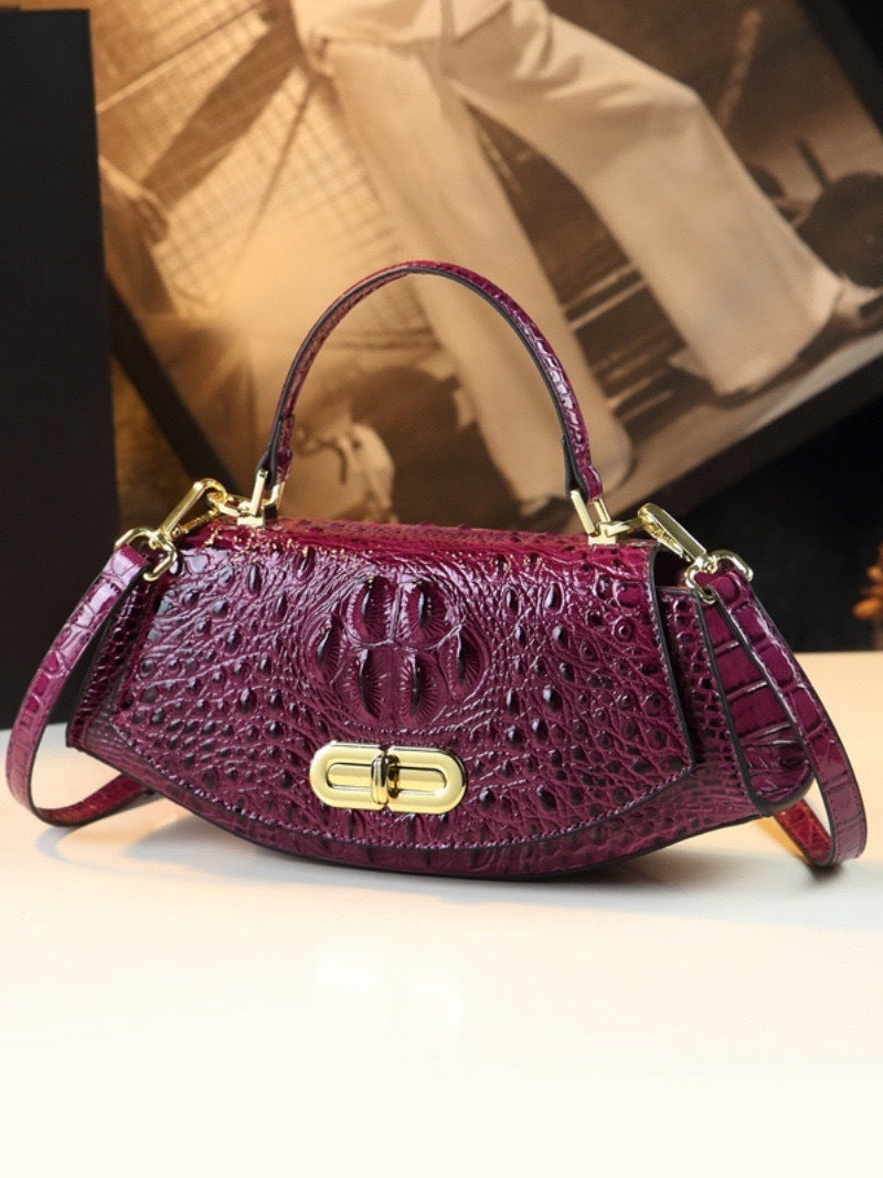 Women's Gold Ingot Mother Alligator Print Bags