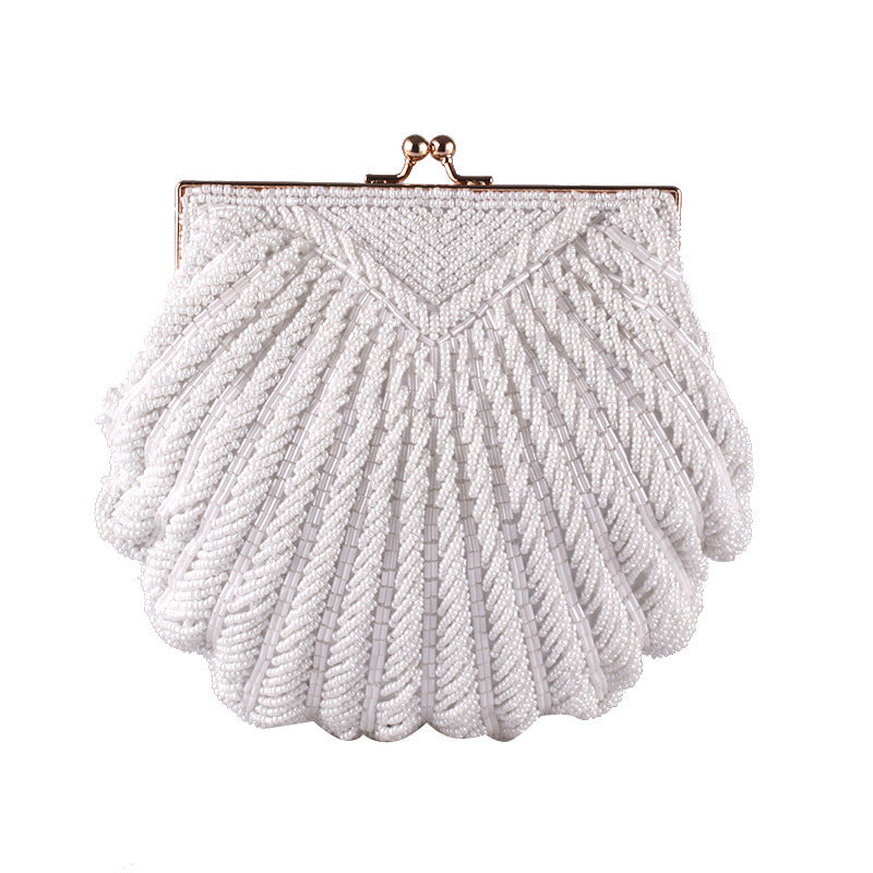 Women's Shell Handmade Beaded Clutch Han Chinese Dinner Bag