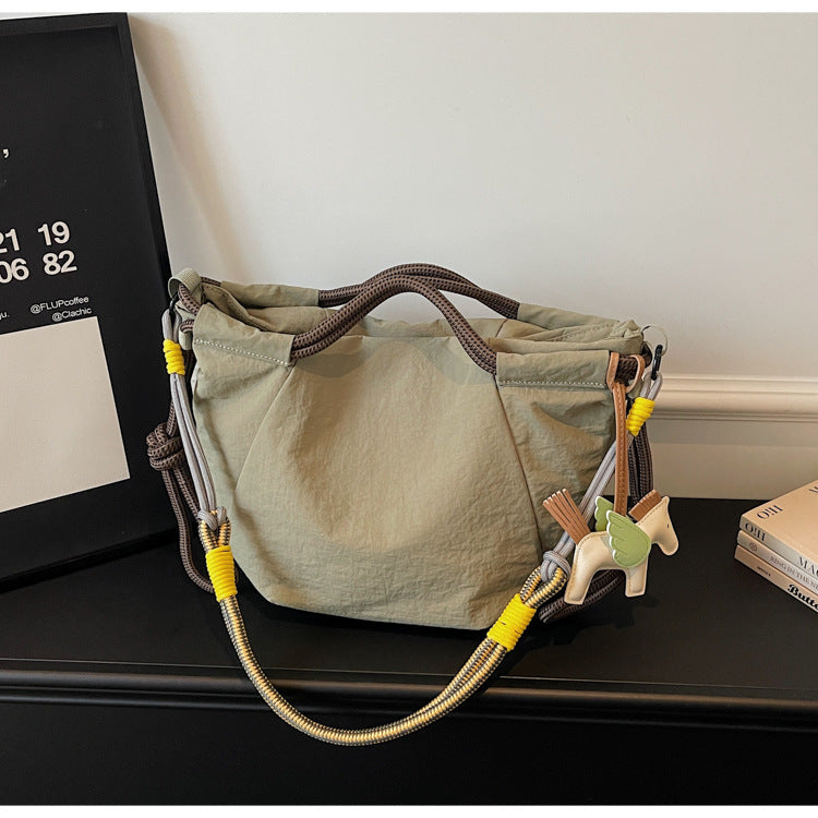 Capacity Waterproof Nylon Cloth College Solid Women's Shoulder Bag