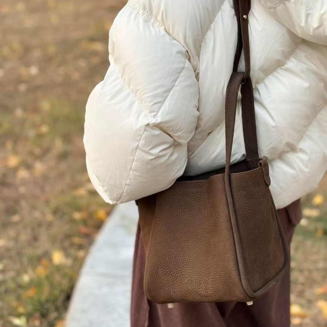 Attractive One Genuine Leather Vegetable Basket Women's Shoulder Bag