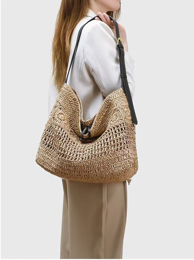 Women's Straw Woven Seaside Vacation Style Beach High Bags