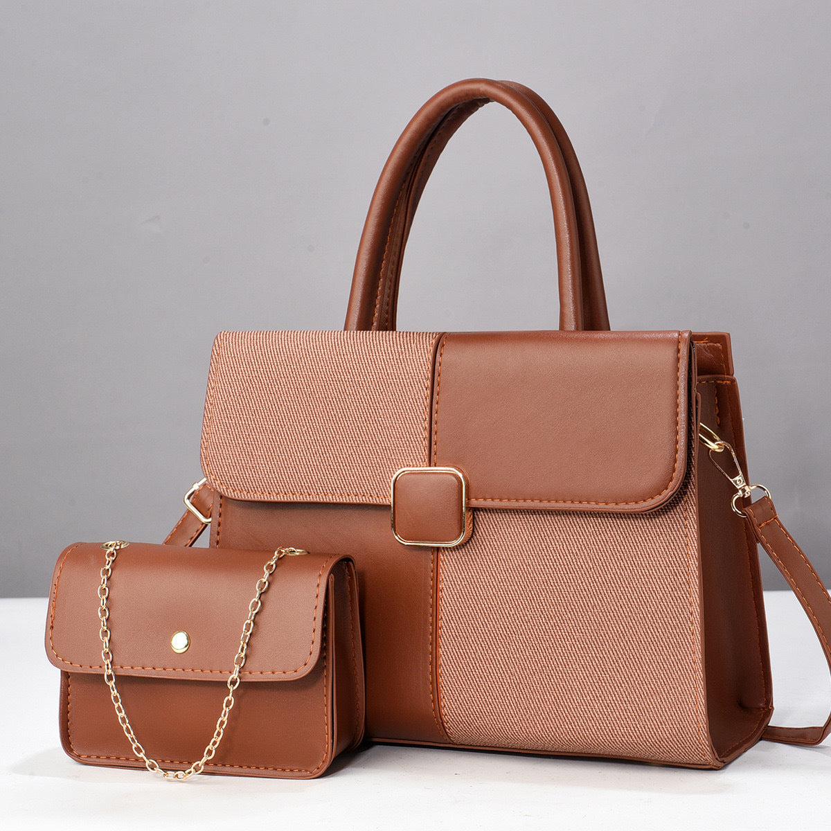 Stitching Shaping Large Capacity Contrast Color Embossed Fashion Bags
