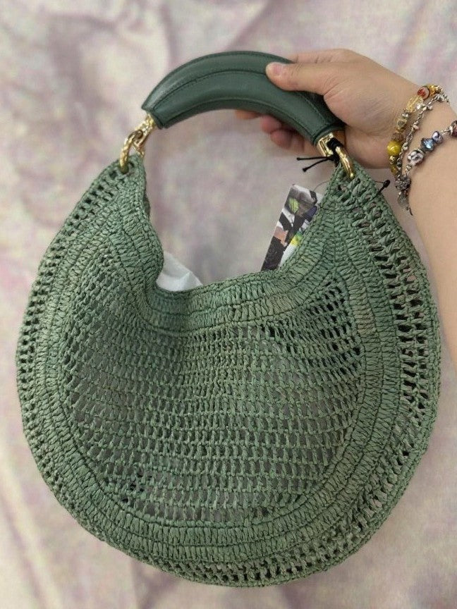Luxury Fashion Hand-woven Selenodont Summer Vacation Beach Hollow Design Portable Women's Handbag