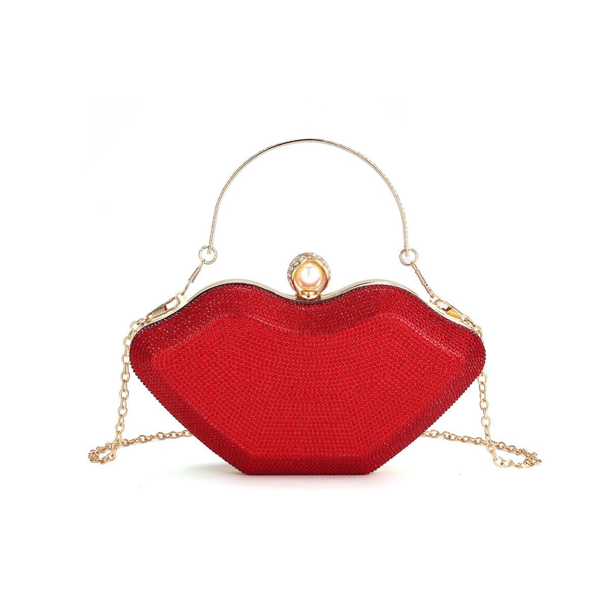 Shiny Rhinestone Lips Personalized Party Funny Valentine's Day Nightclub Dinner Bag