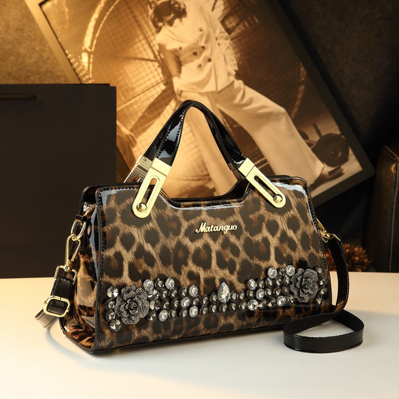 Women's Embroidered Diamond Genuine Leather Mother Fashionable Women's Handbag