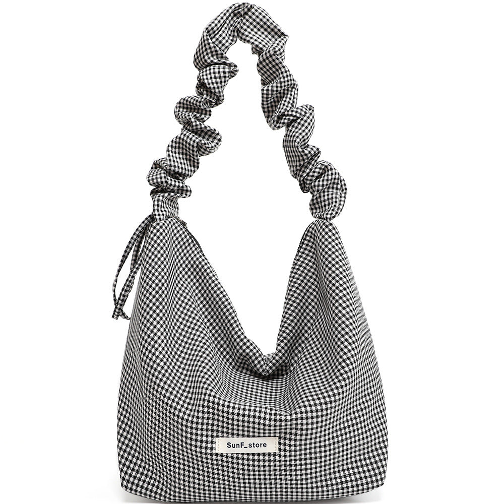 Women's Checked Canvas Korean Style Atmosphere Large Capacity Women's Messenger Bag