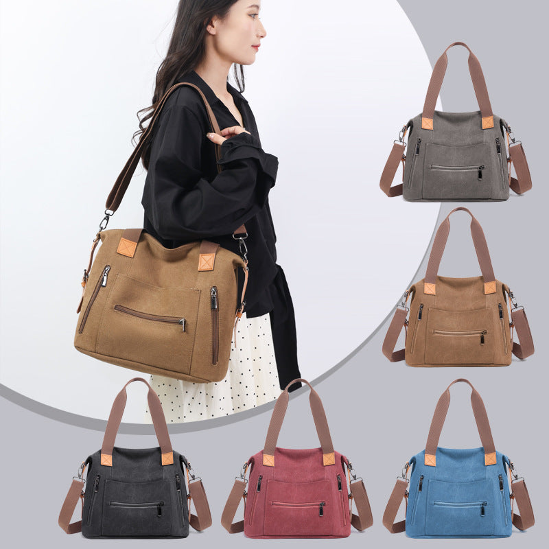 Women's Spring Simple Fashion Large Capacity Canvas Trendy Shoulder Bags