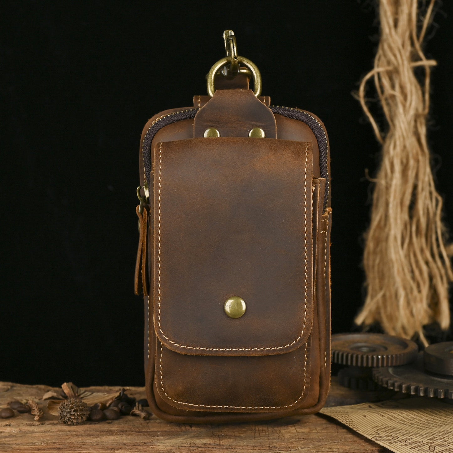 Leather First Layer Cowhide Wear Hanging Phone Bags