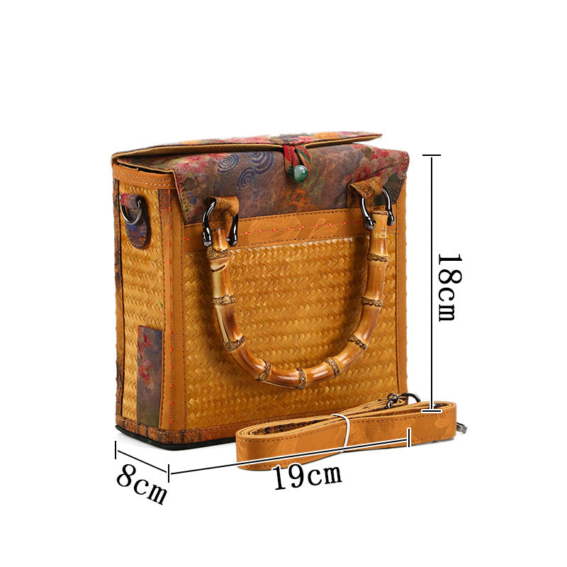 Chinese Style Yarn Fabric Bamboo Woven Cheongsam Match Ladies Bags