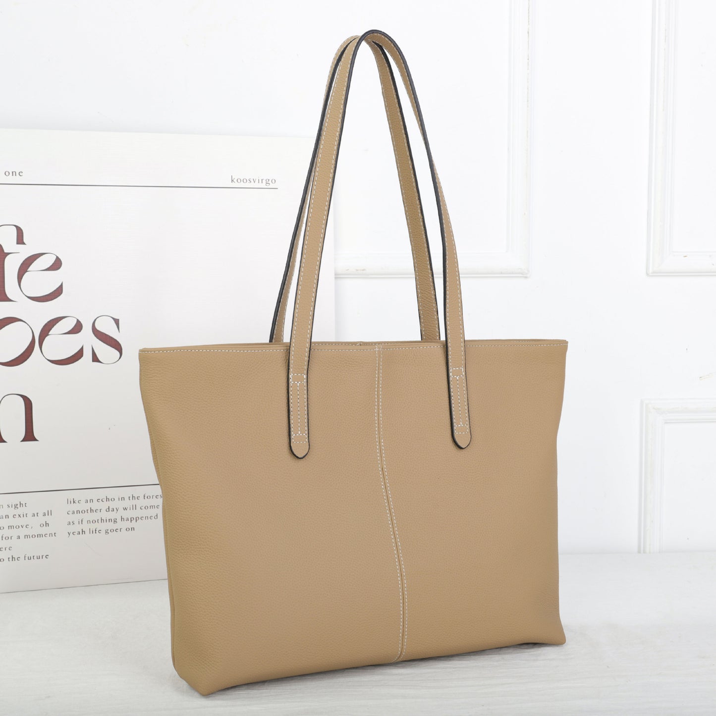 Women's Layer Leather Large Capacity Totes Simple Shopping Computer Women's Shoulder Bag