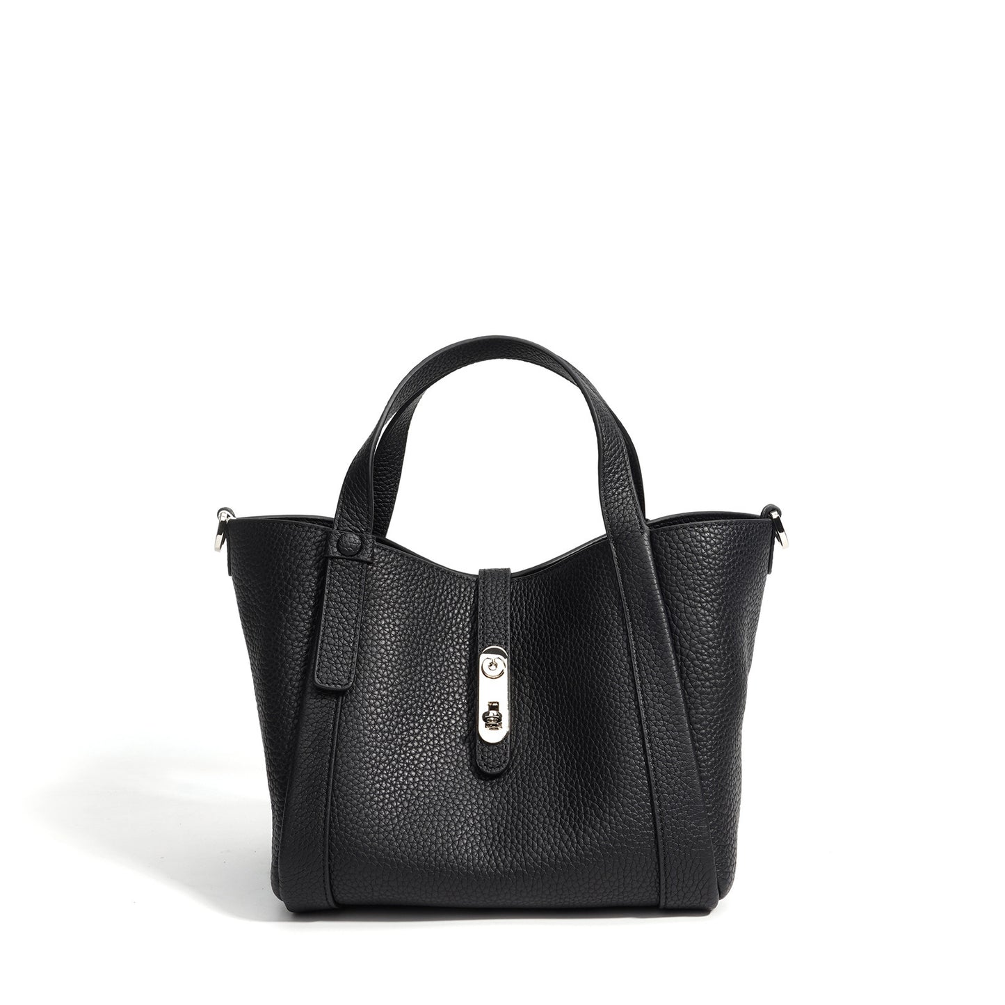 Women's Layer Cowhide Solid Color Soft Niche Lychee Pattern Bucket Bags
