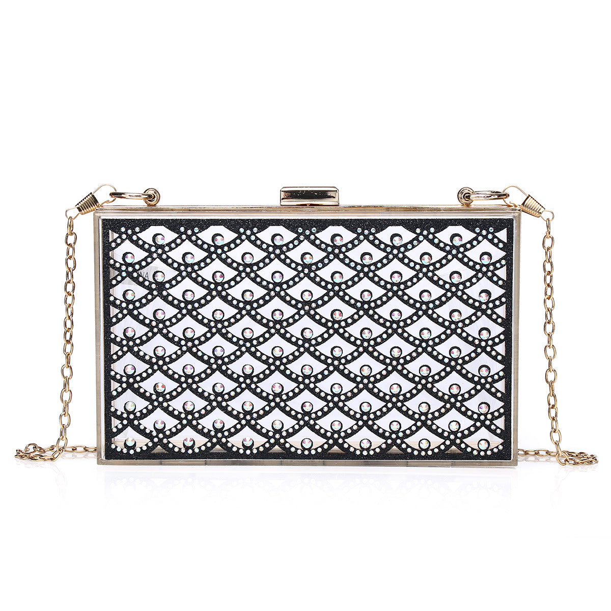 Transparent Acrylic Fashion Diamond Box Chain Dinner Bag