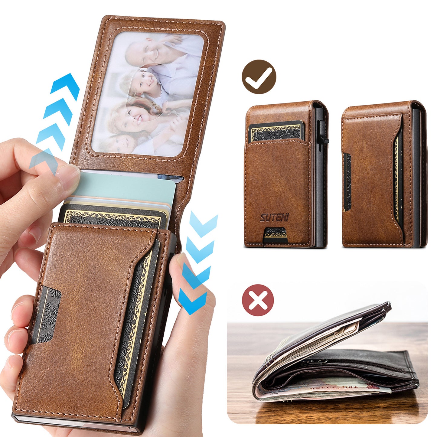 Slot Frame Button Portable Cassette Automatic Pop-up Men's Wallet