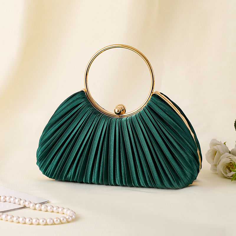 Women's Pleated Temperament Banquet Clutch Dress Garment Handbags