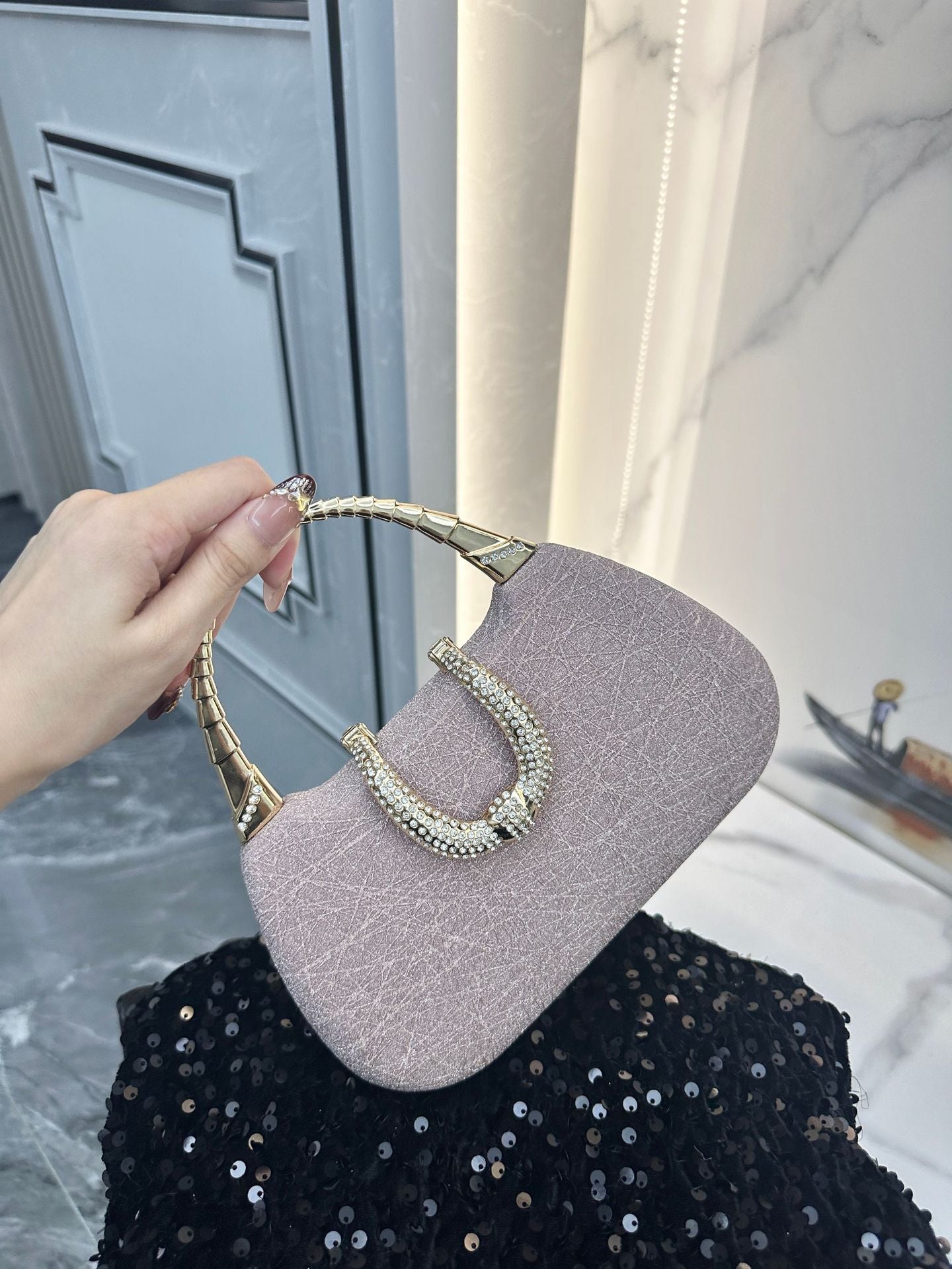 Popular Dress Banquet Matching Thin Glittering Dinner Bag