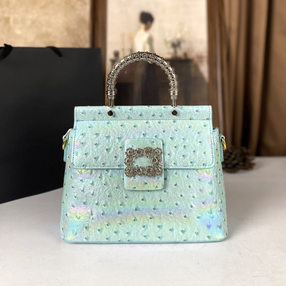 Women's High-grade Ostrich Grain Soft Leather Fashion Women's Messenger Bag