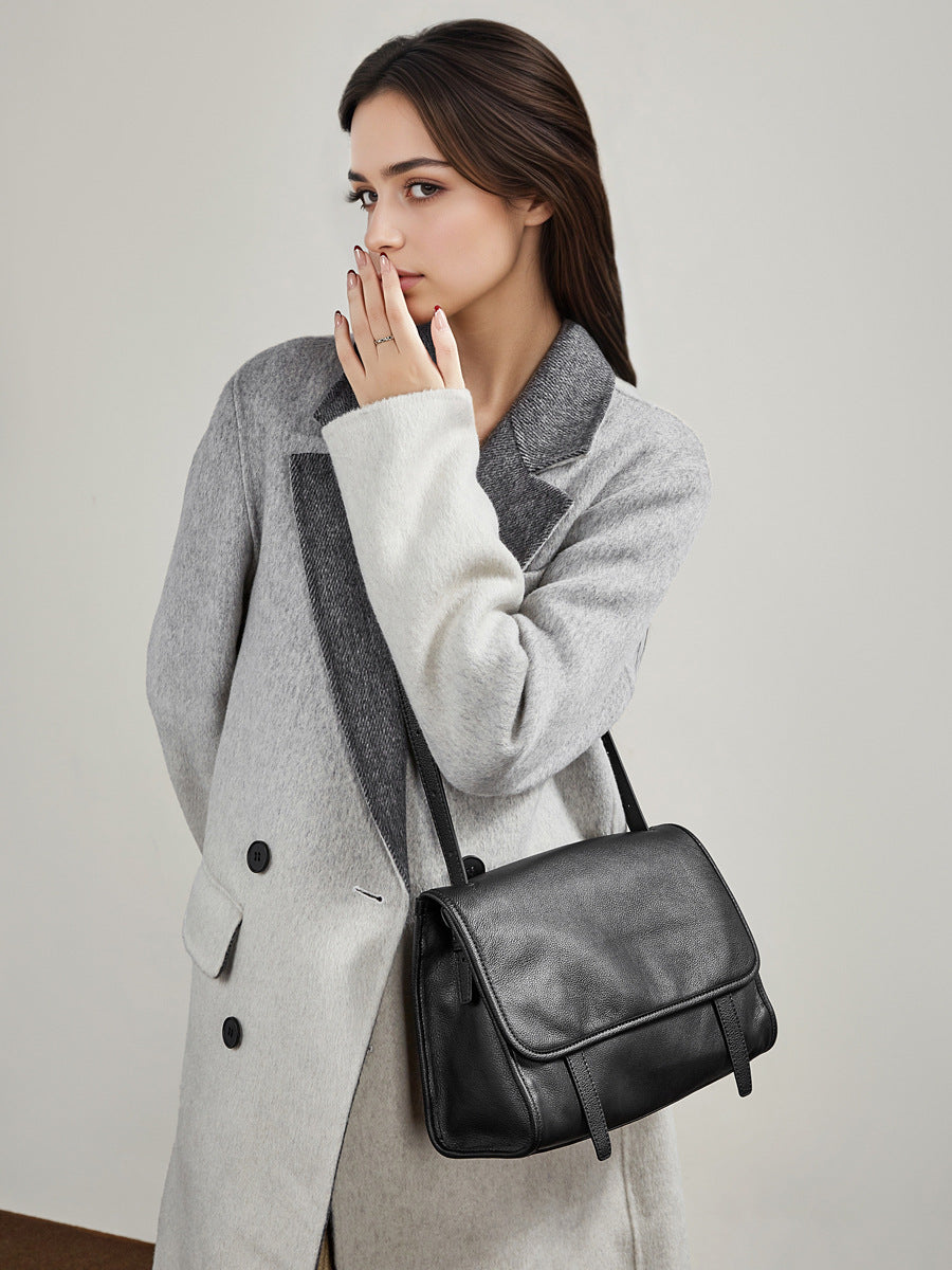 Women's Retro Frosted One Winter First Layer Cowhide Commuter Tote Bags