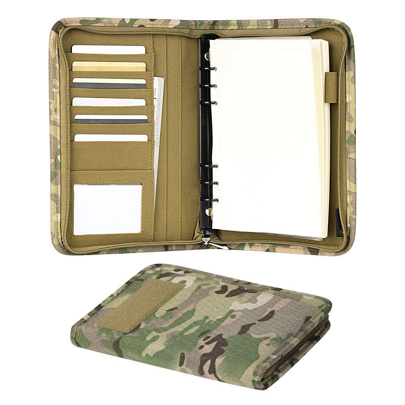 Office Supplies Tactics Portable Notepad Loose-leaf Removable Notebook Protective Outdoor Camouflage, Military Fan Bag