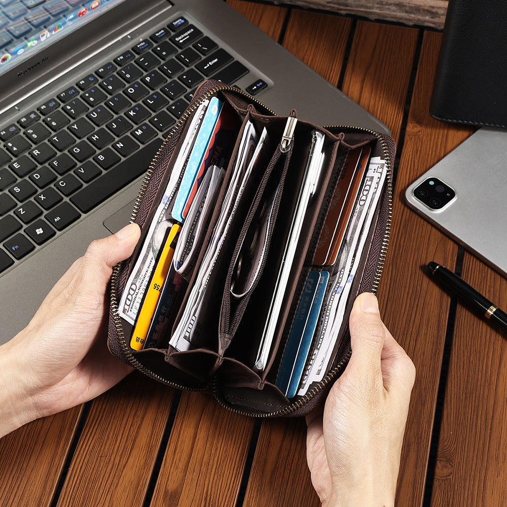 Men's National Fashion Long Large Capacity Zipper Genuine Men's Wallet