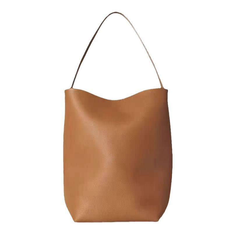 Women's Genuine Leather Litchi Pattern Cowhide Large Women's Shoulder Bag