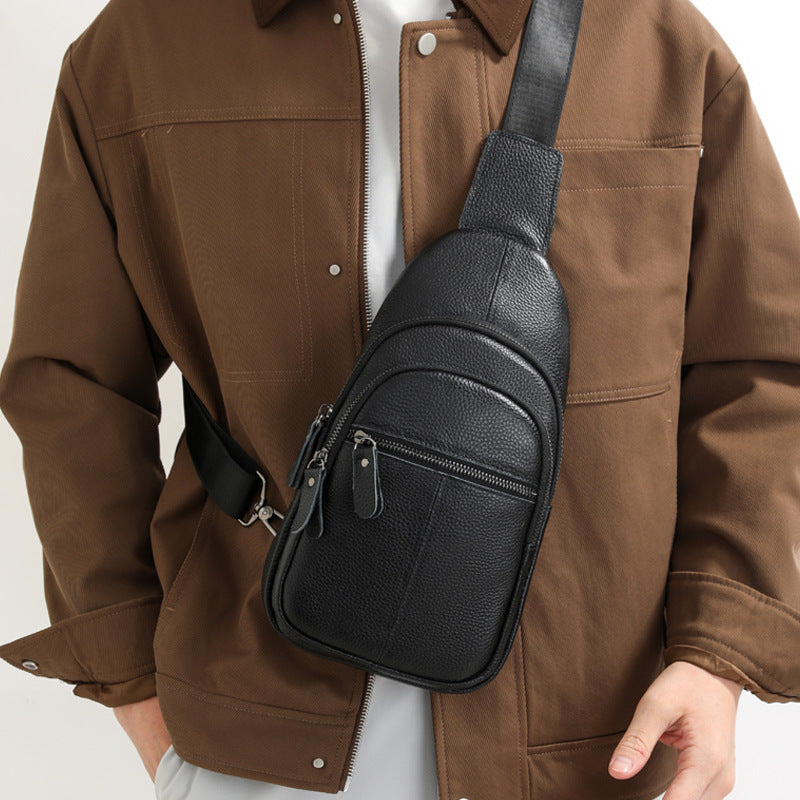 Men's Leather Retro Easy Matching First Layer Soft Men's Chest Bag