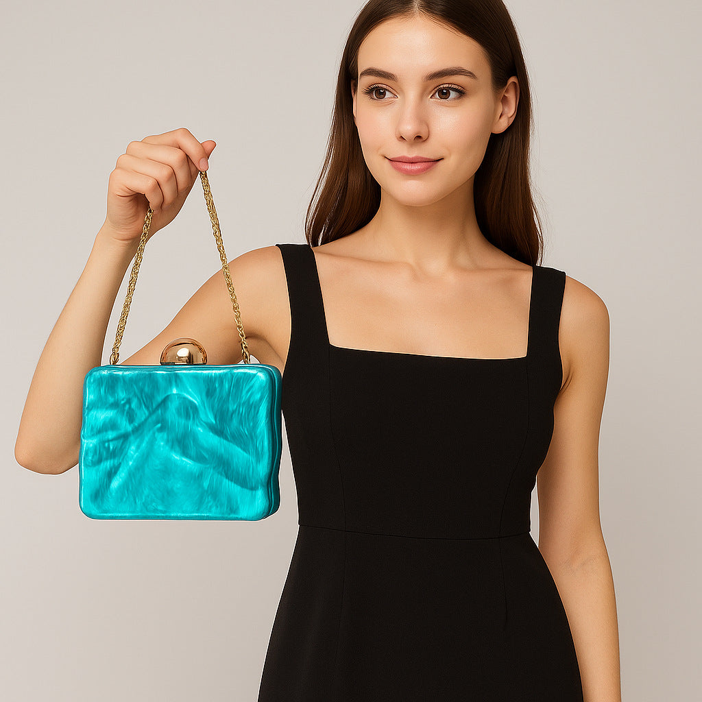 Women's Press Acrylic Wedding Banquet Clutch Chain Dinner Bag
