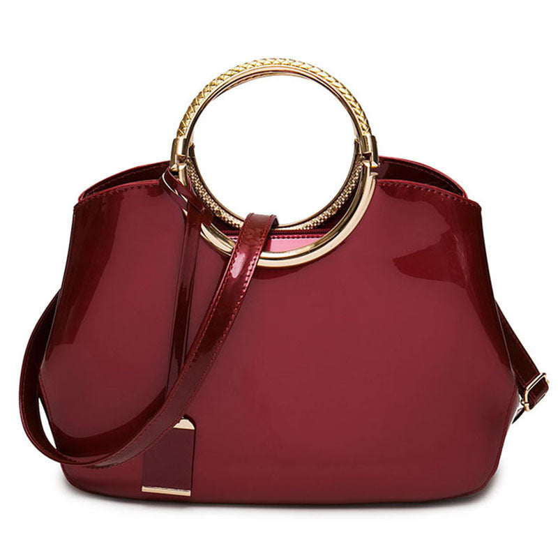 Women's Trendy Shiny Patent Leather Hanging Portable Women's Handbag