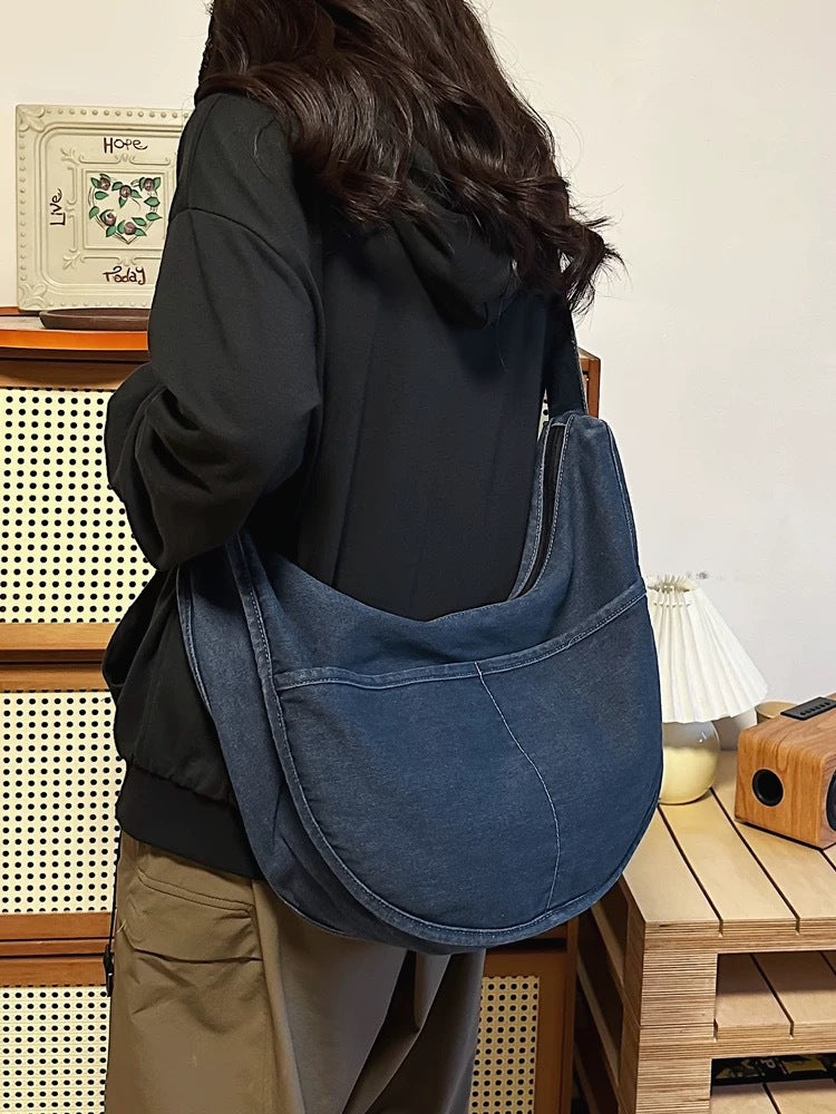 Women's Large Capacity Denim Portable Versatile Simple Women's Shoulder Bag