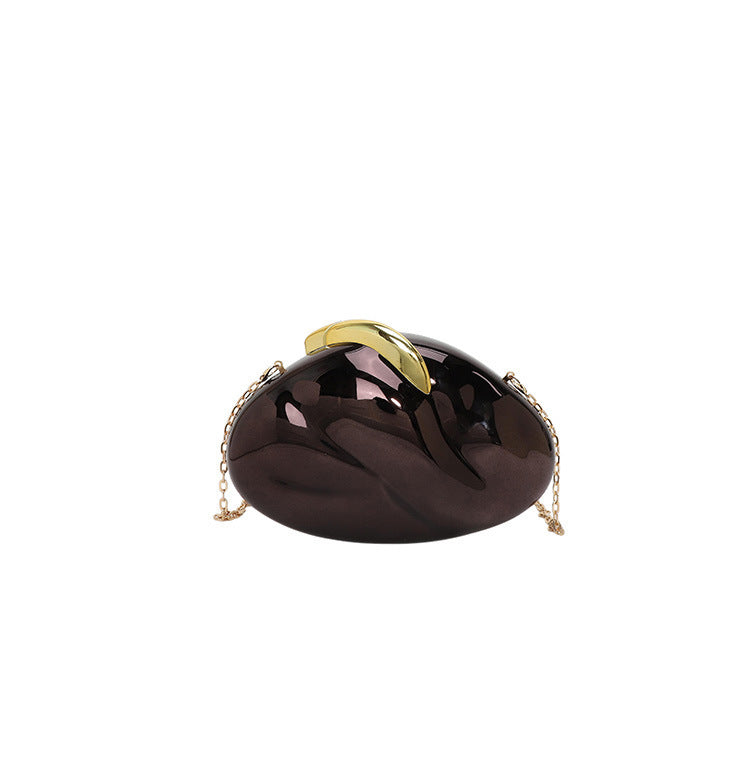 Women's Oval Acrylic Glossy Fashion Creative Chain Evening Bags