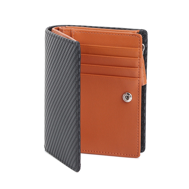 Men's Leather Short Zipper Vertical Design Business Men's Wallet