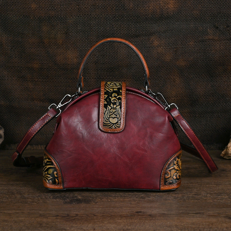 Women's Retro Simple Daily Matching Embossed Hand-rub Women's Shoulder Bag