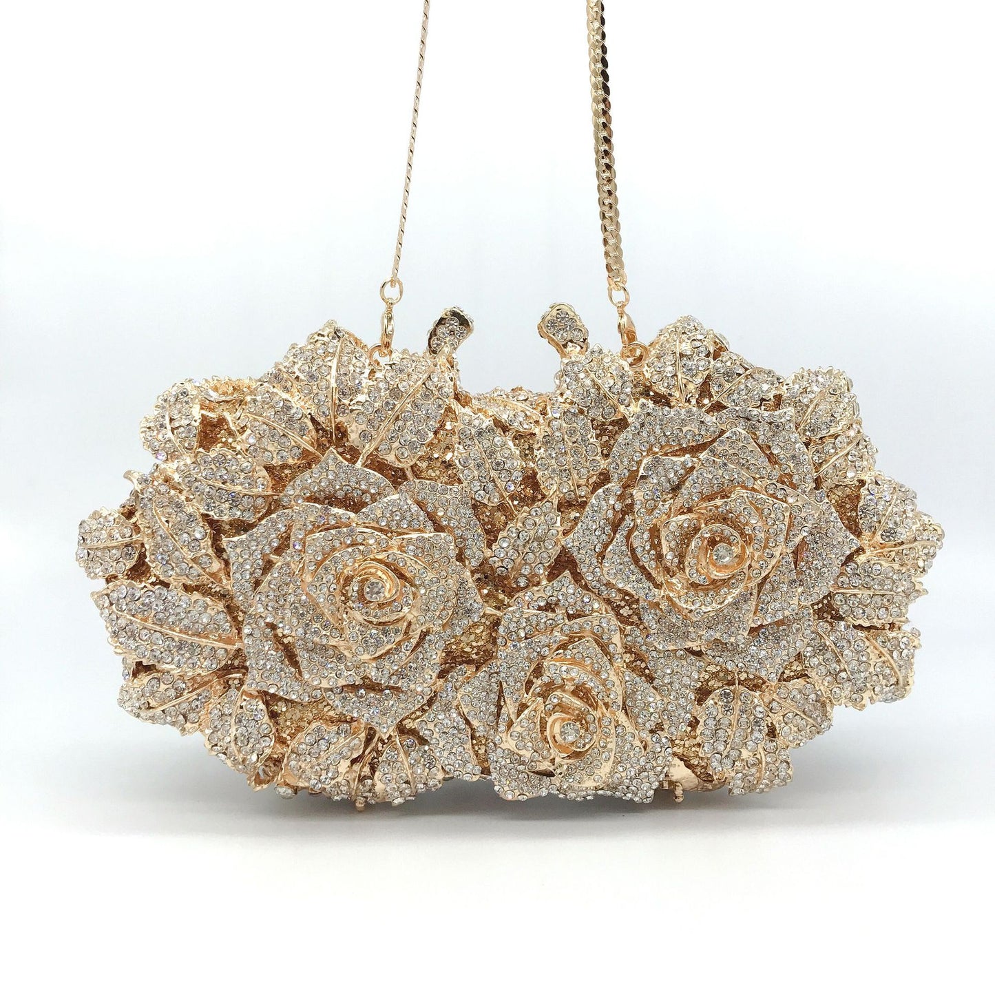 Women's Hollow Rose Diamond Banquet Full Clutch Bags