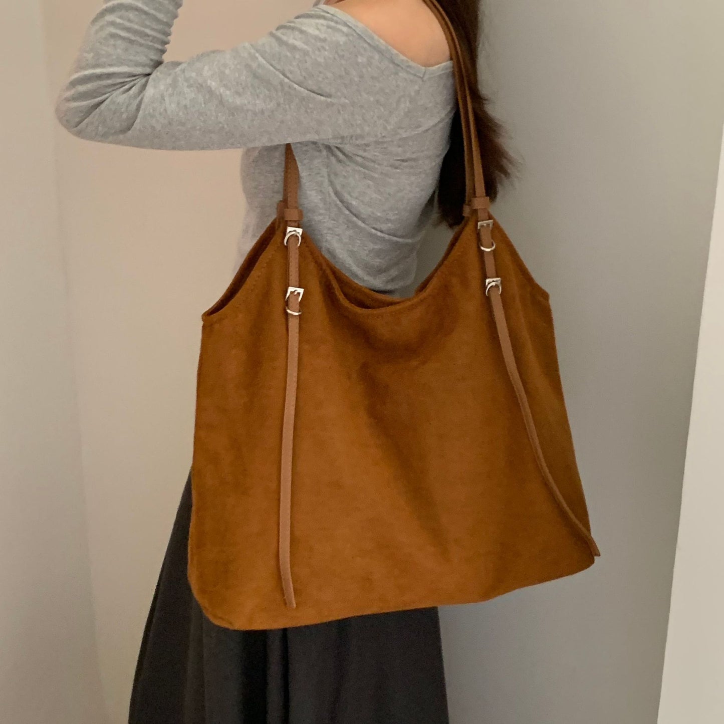 Women's Korean Suede Retro Lazy Loose Feeling Large Women's Handbag