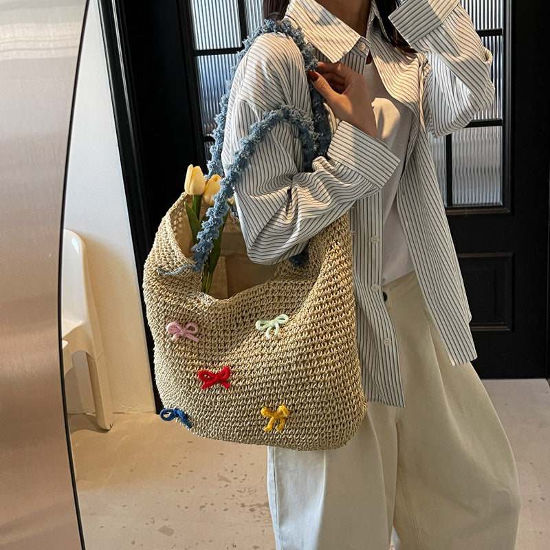 Hand-woven Cute Bow Beach Fashion Vacation Women's Shoulder Bag