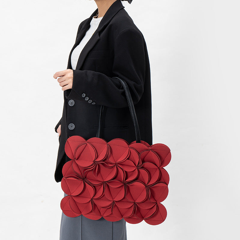 Women's Design High-grade Stitching Three-dimensional Flower Fashionable Women's Shoulder Bag