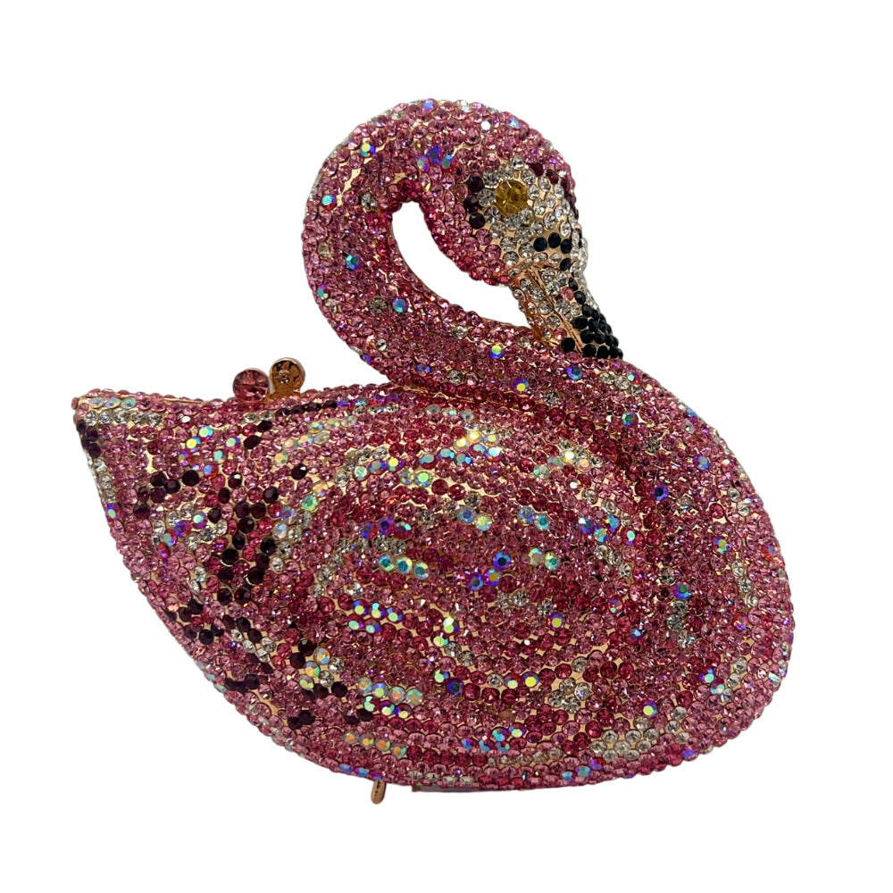 Women's Diamond Animal Swan Full Hand Holding Dinner Bag