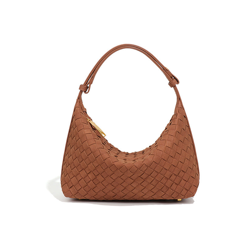 Women's Frosted Suede Woven Lunch Box Retro Underarm Women's Handbag