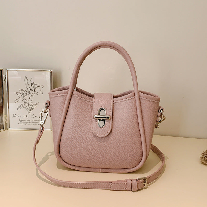 Women's Solid Color Niche Lychee Pattern Fresh Women's Messenger Bag