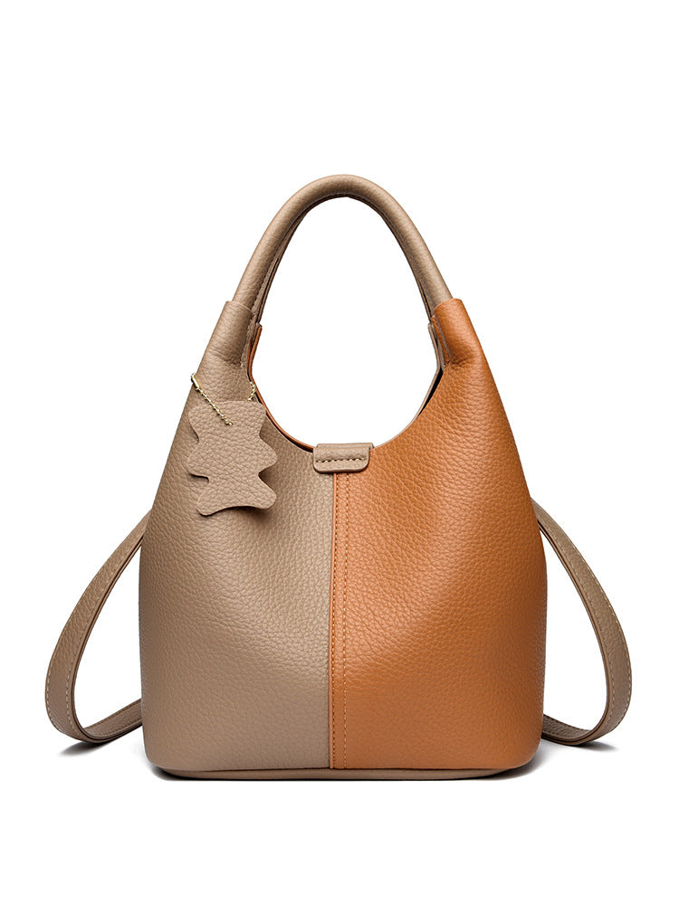 Women's Fashionable Color Blocking Vegetable Basket Generous Lock