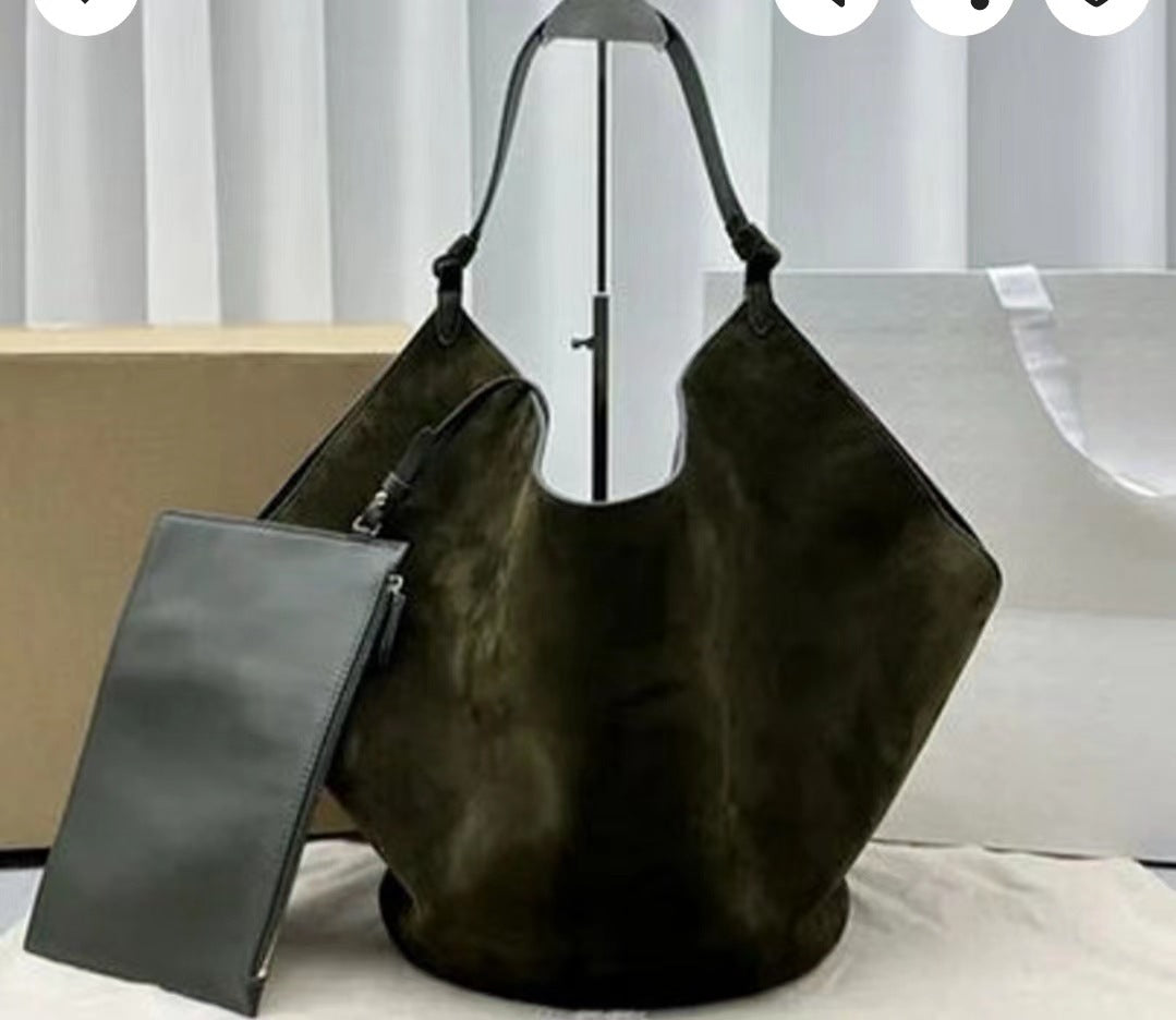 Cowhide Suede Dumpling Commuter Large Capacity Women's Shoulder Bag