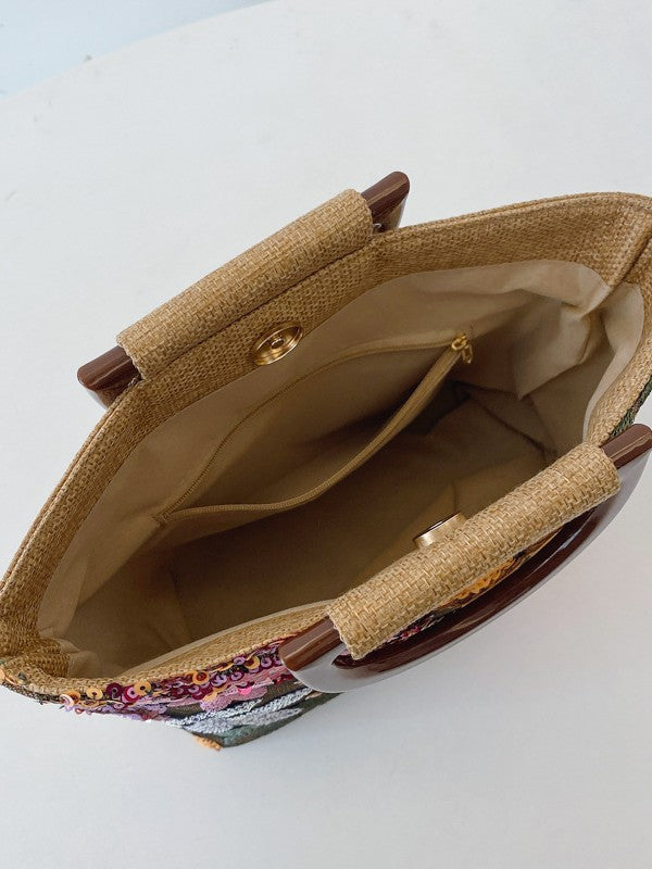 Chinese Style Fashion Artistic Lady's Flower Large Women's Handbag