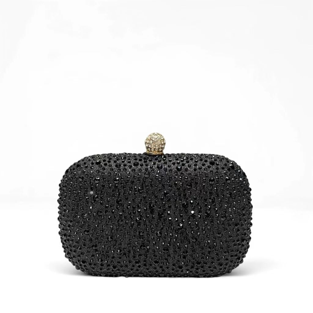 Women's Fashionable Shiny Rhinestone Ornament Clutch Box Type Dinner Bag