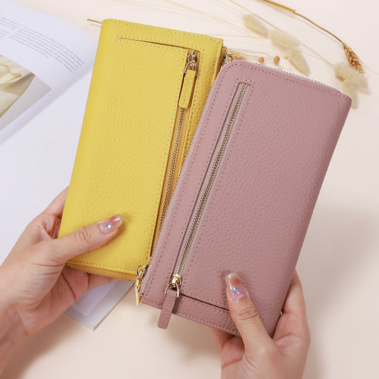 Women's Genuine Leather Long Zipper Fashion Clutch Ladies Wallet