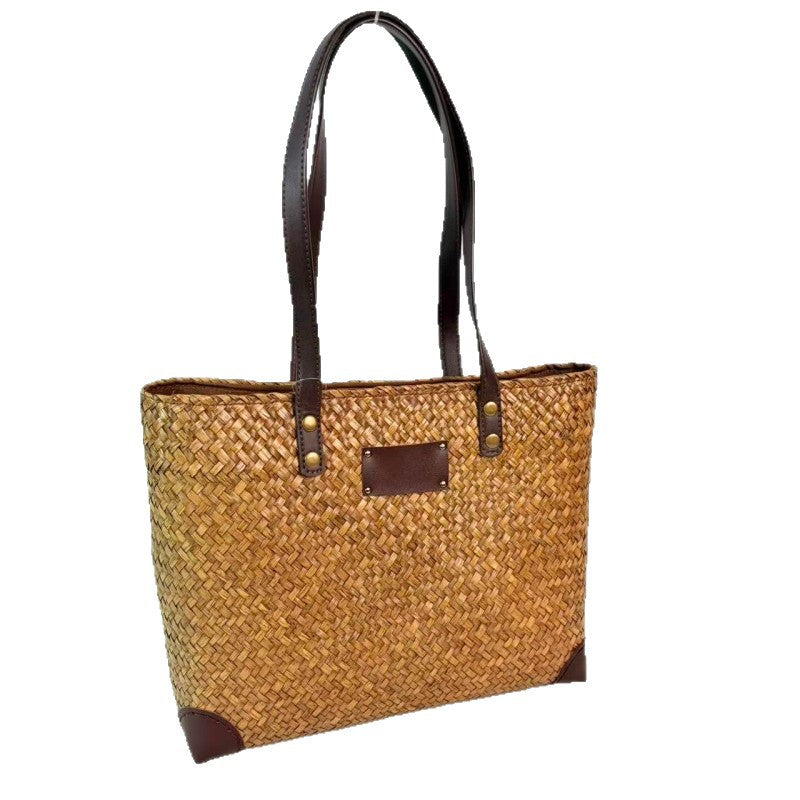 Women's Straw Summer Large Capacity Beach Commuter Woven Retro Women's Shoulder Bag