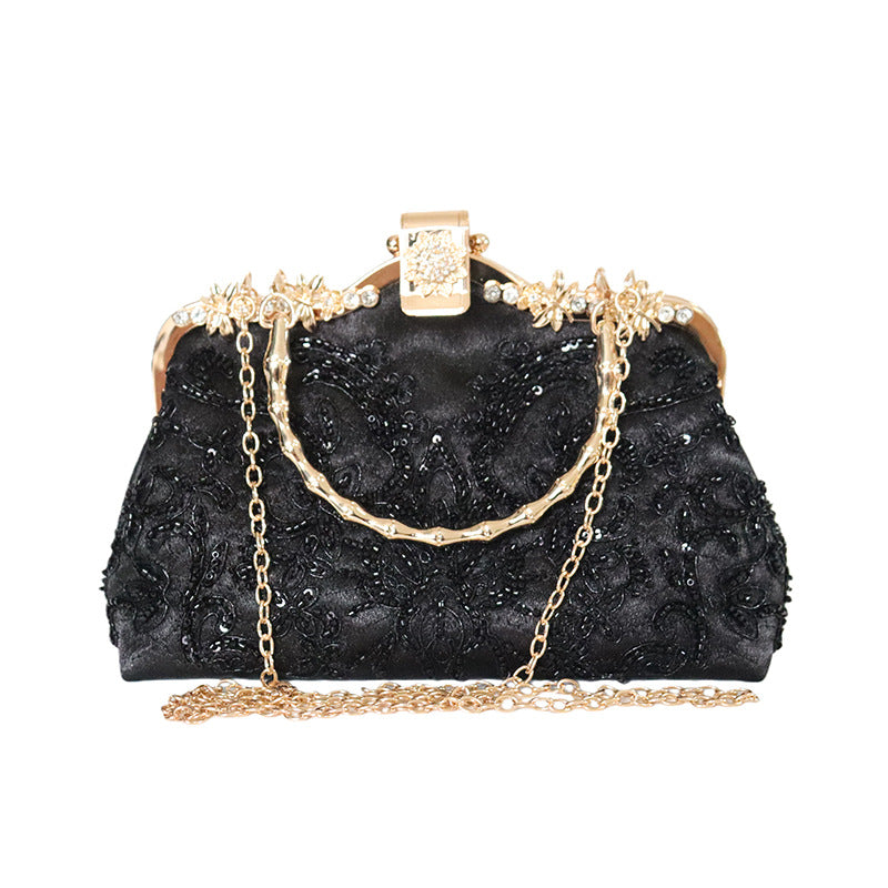 Women's Embroidered Pearl Embroidery Cheongsam Hand-held Banquet Dinner Bag