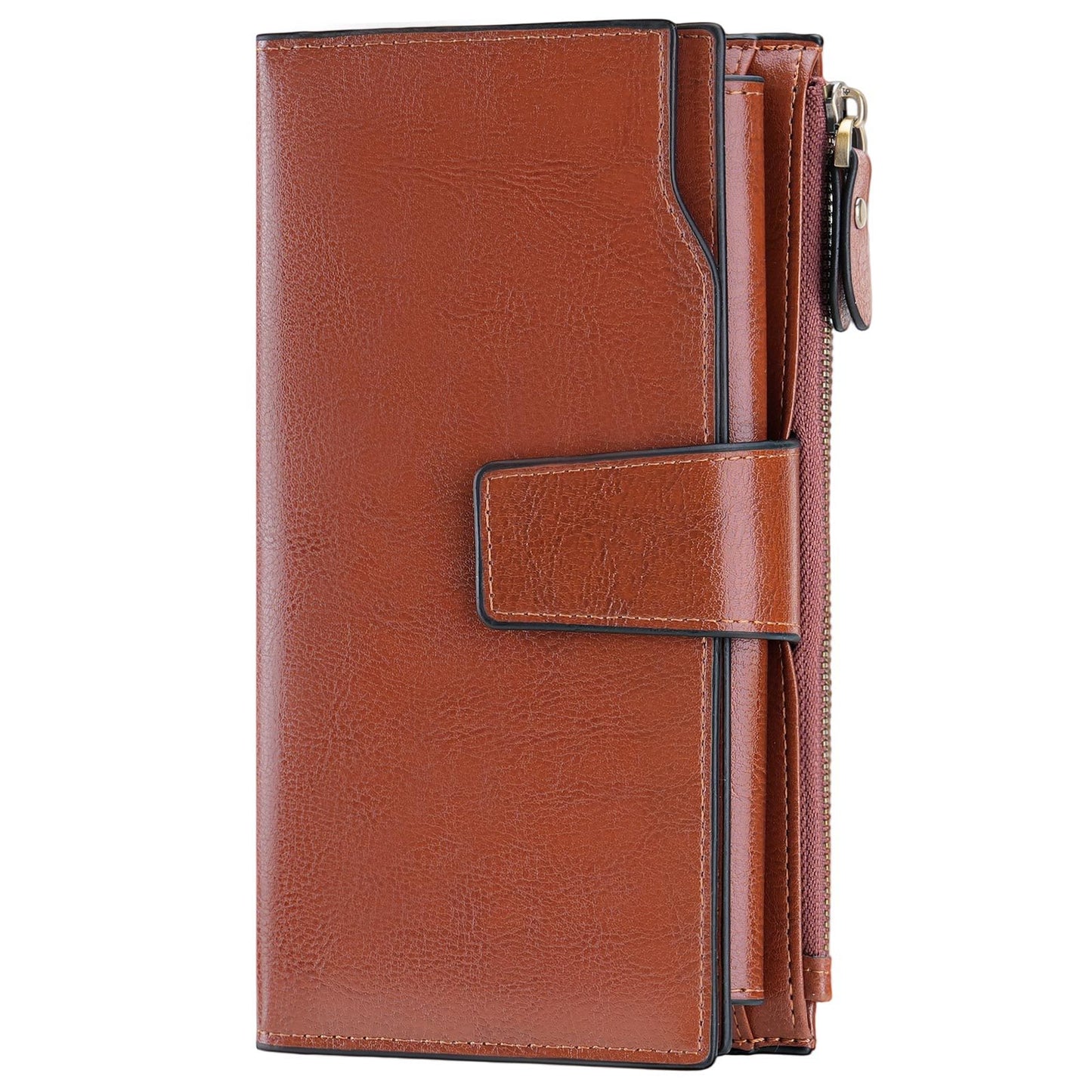 Women's Korean Style Oil Wax Leather Multiple Slots Ladies Wallet