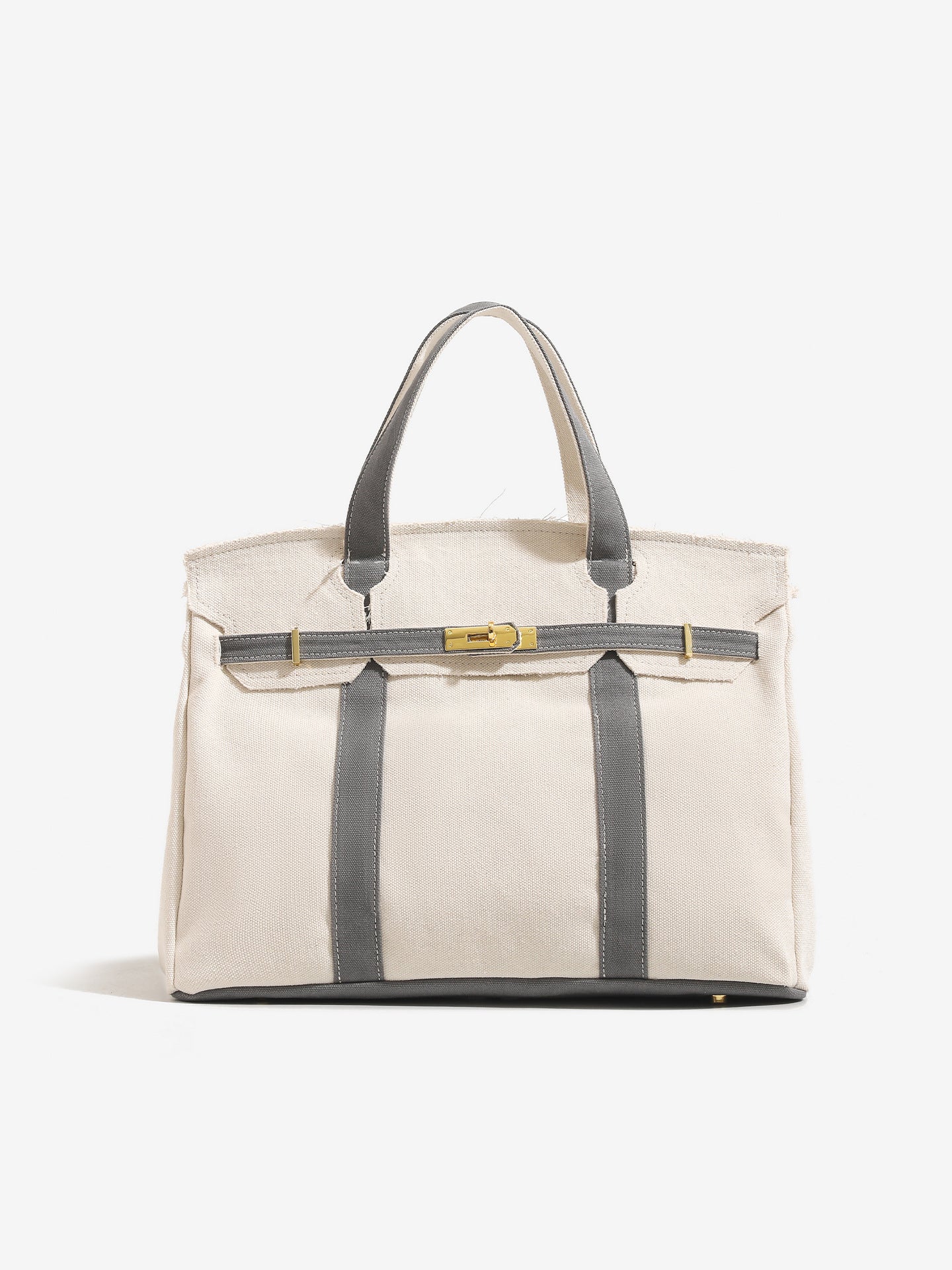 Classic Contrast Color Portable Canvas Large Bags