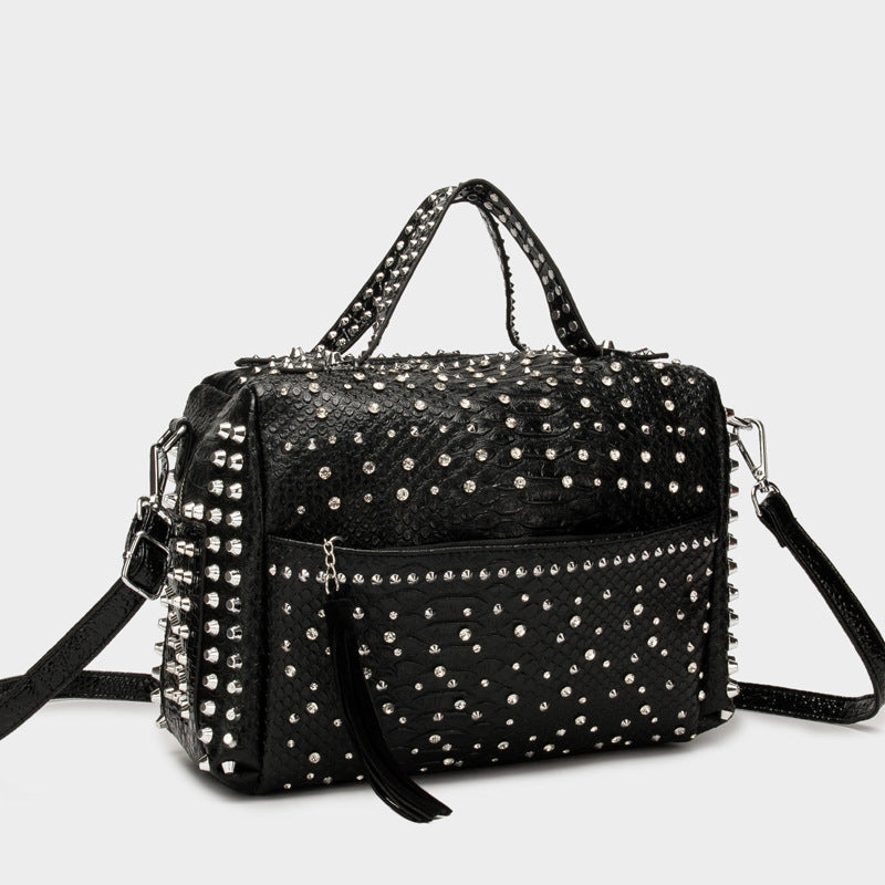 Women's Leopard Print Rivet Portable Large Capacity Women's Handbag