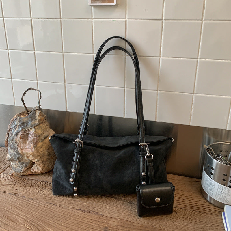 Women's Korean Style Vintage Winter Large Capacity Underarm Bag